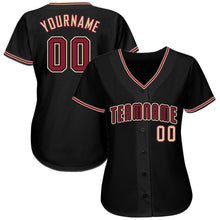 Load image into Gallery viewer, Custom Black Crimson-City Cream Baseball Jersey