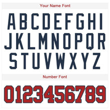 Load image into Gallery viewer, Custom White Red-Navy Baseball Jersey