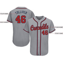 Load image into Gallery viewer, Custom Gray Red-Navy Baseball Jersey
