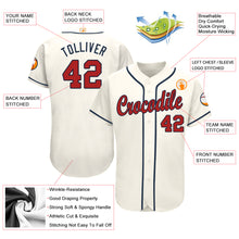 Load image into Gallery viewer, Custom Cream Red-Navy Baseball Jersey