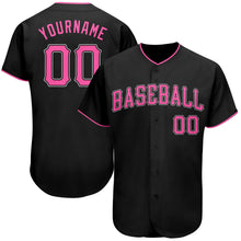 Load image into Gallery viewer, Custom Black Pink-White Authentic Baseball Jersey
