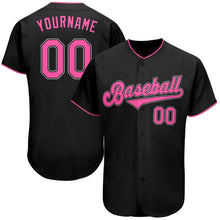 Load image into Gallery viewer, Custom Black Pink-White Authentic Baseball Jersey