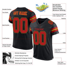 Load image into Gallery viewer, Custom Black Scarlet-Gold Mesh Authentic Football Jersey