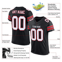 Load image into Gallery viewer, Custom Black White-Red Mesh Authentic Football Jersey