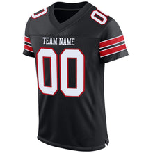 Load image into Gallery viewer, Custom Black White-Red Mesh Authentic Football Jersey
