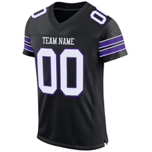 Load image into Gallery viewer, Custom Black White-Purple Mesh Authentic Football Jersey