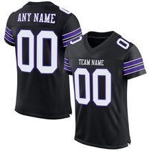 Load image into Gallery viewer, Custom Black White-Purple Mesh Authentic Football Jersey