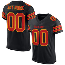 Load image into Gallery viewer, Custom Black Scarlet-Gold Mesh Authentic Football Jersey