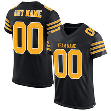 Load image into Gallery viewer, Custom Black Gold-White Mesh Authentic Football Jersey