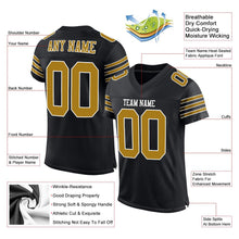Load image into Gallery viewer, Custom Black Old Gold-White Mesh Authentic Football Jersey