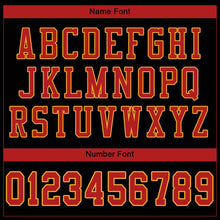 Load image into Gallery viewer, Custom Black Scarlet-Gold Mesh Authentic Football Jersey