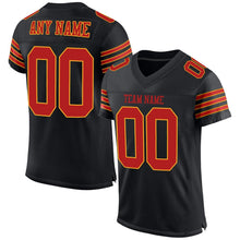 Load image into Gallery viewer, Custom Black Scarlet-Gold Mesh Authentic Football Jersey