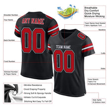 Load image into Gallery viewer, Custom Black Red-White Mesh Authentic Football Jersey