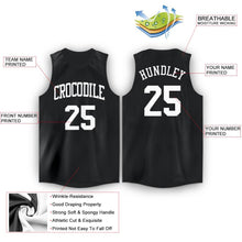 Load image into Gallery viewer, Custom Black White Round Neck Basketball Jersey