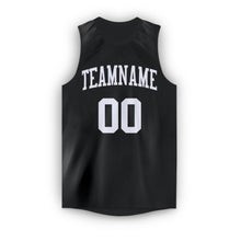 Load image into Gallery viewer, Custom Black White Round Neck Basketball Jersey