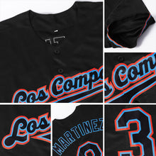 Load image into Gallery viewer, Custom Black Black-Light Blue Authentic Baseball Jersey