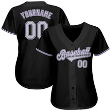Load image into Gallery viewer, Custom Black Gray-Purple Authentic Baseball Jersey