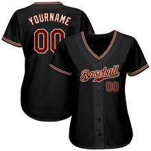 Load image into Gallery viewer, Custom Black Crimson-City Cream Authentic Baseball Jersey