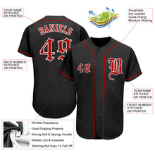 Load image into Gallery viewer, Custom Black Red-White Authentic Baseball Jersey