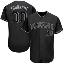 Load image into Gallery viewer, Custom Black Black-Gray Authentic Baseball Jersey