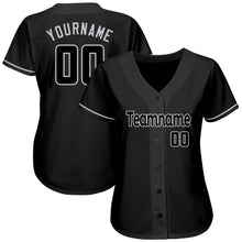 Load image into Gallery viewer, Custom Black Black-Gray Authentic Baseball Jersey
