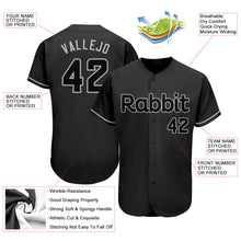 Load image into Gallery viewer, Custom Black Black-Gray Authentic Baseball Jersey
