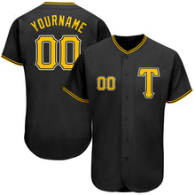 Load image into Gallery viewer, Custom Black Gold-White Authentic Baseball Jersey