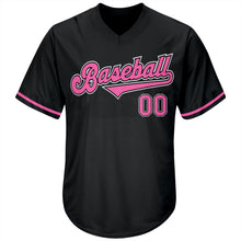 Load image into Gallery viewer, Custom Black Pink-White Authentic Throwback Rib-Knit Baseball Jersey Shirt