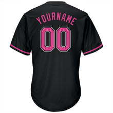 Load image into Gallery viewer, Custom Black Pink-White Authentic Throwback Rib-Knit Baseball Jersey Shirt