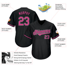 Load image into Gallery viewer, Custom Black Pink-White Authentic Throwback Rib-Knit Baseball Jersey Shirt