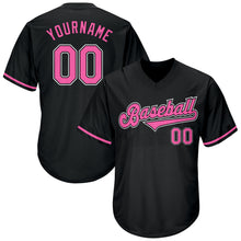 Load image into Gallery viewer, Custom Black Pink-White Authentic Throwback Rib-Knit Baseball Jersey Shirt