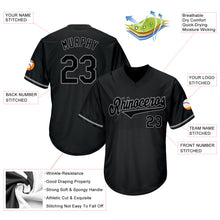 Load image into Gallery viewer, Custom Black Black-Gray Authentic Throwback Rib-Knit Baseball Jersey Shirt