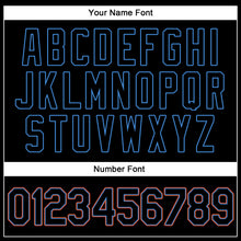 Load image into Gallery viewer, Custom Black Black-Powder Blue Authentic Throwback Rib-Knit Baseball Jersey Shirt