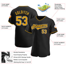 Load image into Gallery viewer, Custom Black Gold-White Authentic Baseball Jersey