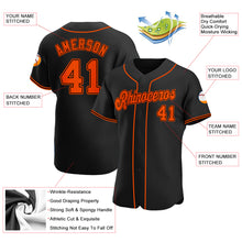 Load image into Gallery viewer, Custom Black Orange-Black Authentic Baseball Jersey