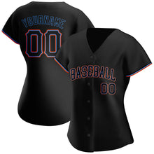 Load image into Gallery viewer, Custom Black Black-Powder Blue Authentic Baseball Jersey