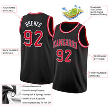 Load image into Gallery viewer, Custom Black Red-White Round Neck Rib-Knit Basketball Jersey