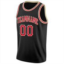 Load image into Gallery viewer, Custom Black Red-Cream Round Neck Rib-Knit Basketball Jersey
