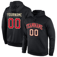 Load image into Gallery viewer, Custom Stitched Black Red-Cream Sports Pullover Sweatshirt Hoodie
