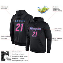 Load image into Gallery viewer, Custom Stitched Black Pink-Light Blue Sports Pullover Sweatshirt Hoodie