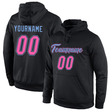Load image into Gallery viewer, Custom Stitched Black Pink-Light Blue Sports Pullover Sweatshirt Hoodie
