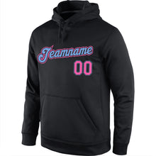 Load image into Gallery viewer, Custom Stitched Black Pink-Light Blue Sports Pullover Sweatshirt Hoodie