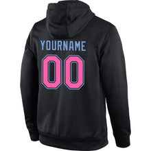 Load image into Gallery viewer, Custom Stitched Black Pink-Light Blue Sports Pullover Sweatshirt Hoodie