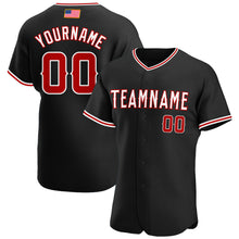 Load image into Gallery viewer, Custom Black Red-White Authentic American Flag Fashion Baseball Jersey