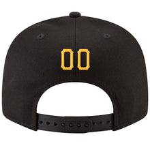 Load image into Gallery viewer, Custom Black Gold-White Stitched Adjustable Snapback Hat