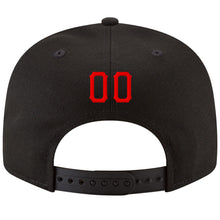 Load image into Gallery viewer, Custom Black Red-White Stitched Adjustable Snapback Hat