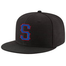 Load image into Gallery viewer, Custom Black Royal-Red Stitched Adjustable Snapback Hat