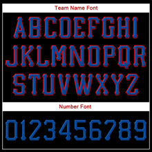 Load image into Gallery viewer, Custom Black Royal-Red Stitched Adjustable Snapback Hat