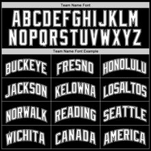 Load image into Gallery viewer, Custom Black White-Gray Authentic Throwback Rib-Knit Baseball Jersey Shirt