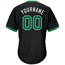 Load image into Gallery viewer, Custom Black Kelly Green-White Authentic Throwback Rib-Knit Baseball Jersey Shirt